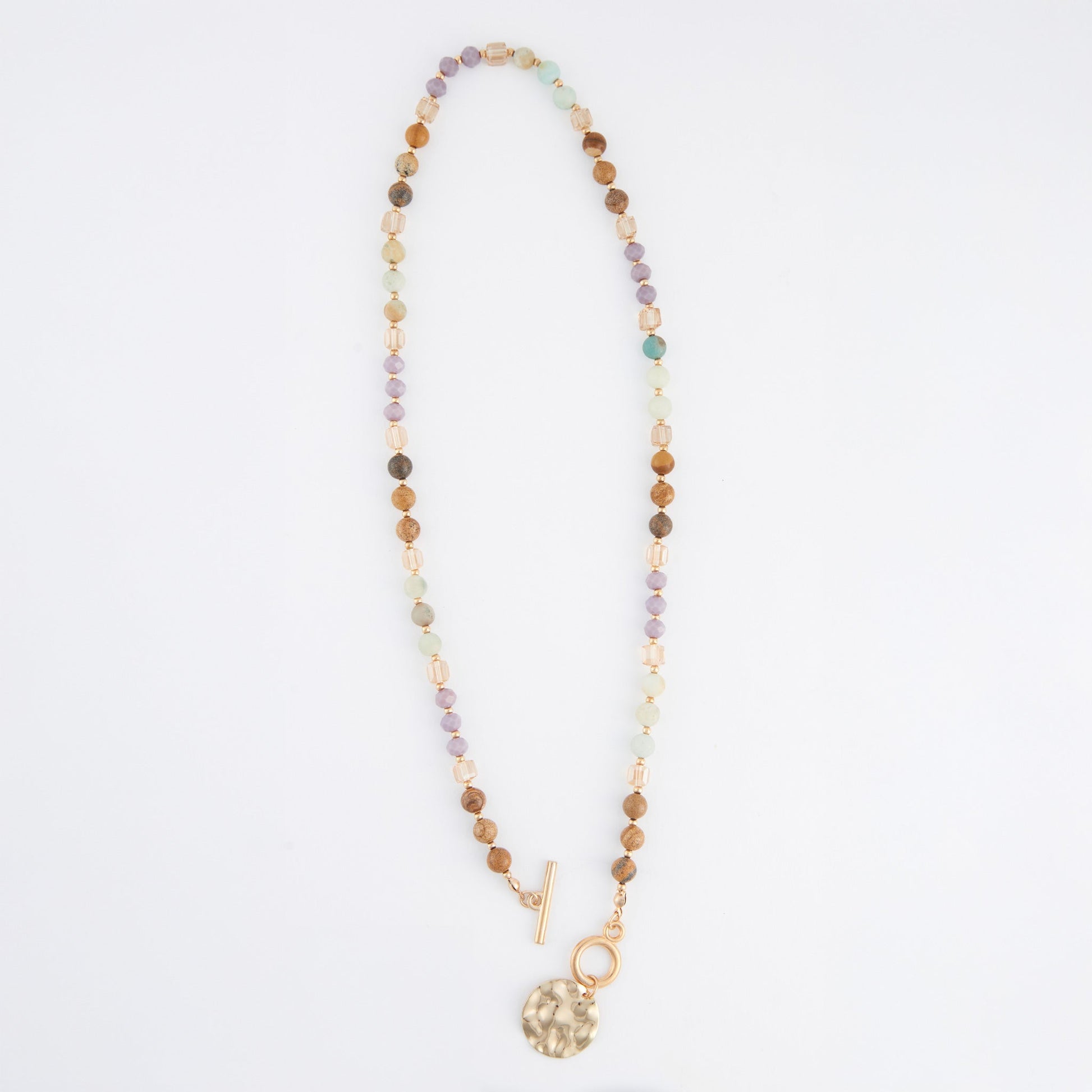 Bekah Genuine Stone Beaded Toggle Necklace