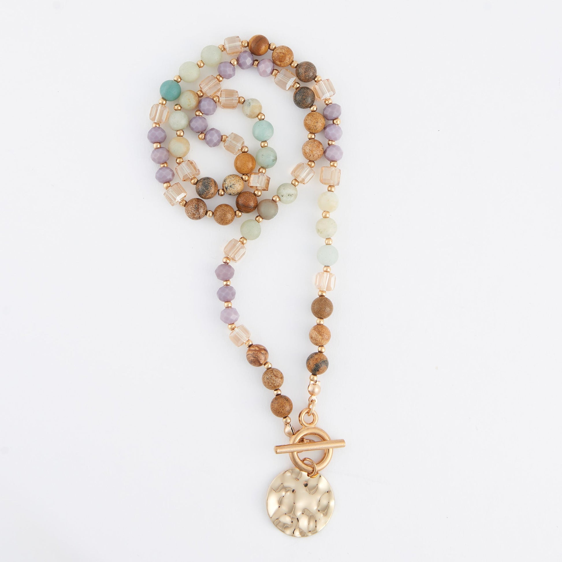 Bekah Genuine Stone Beaded Toggle Necklace