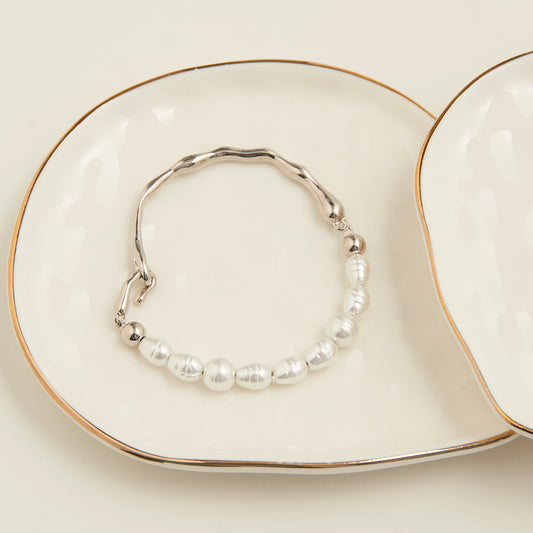 Julien Genuine Pearl Bangle Bracelet
