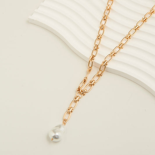 Renee Genuine Pearl Pendant Y-Necklace