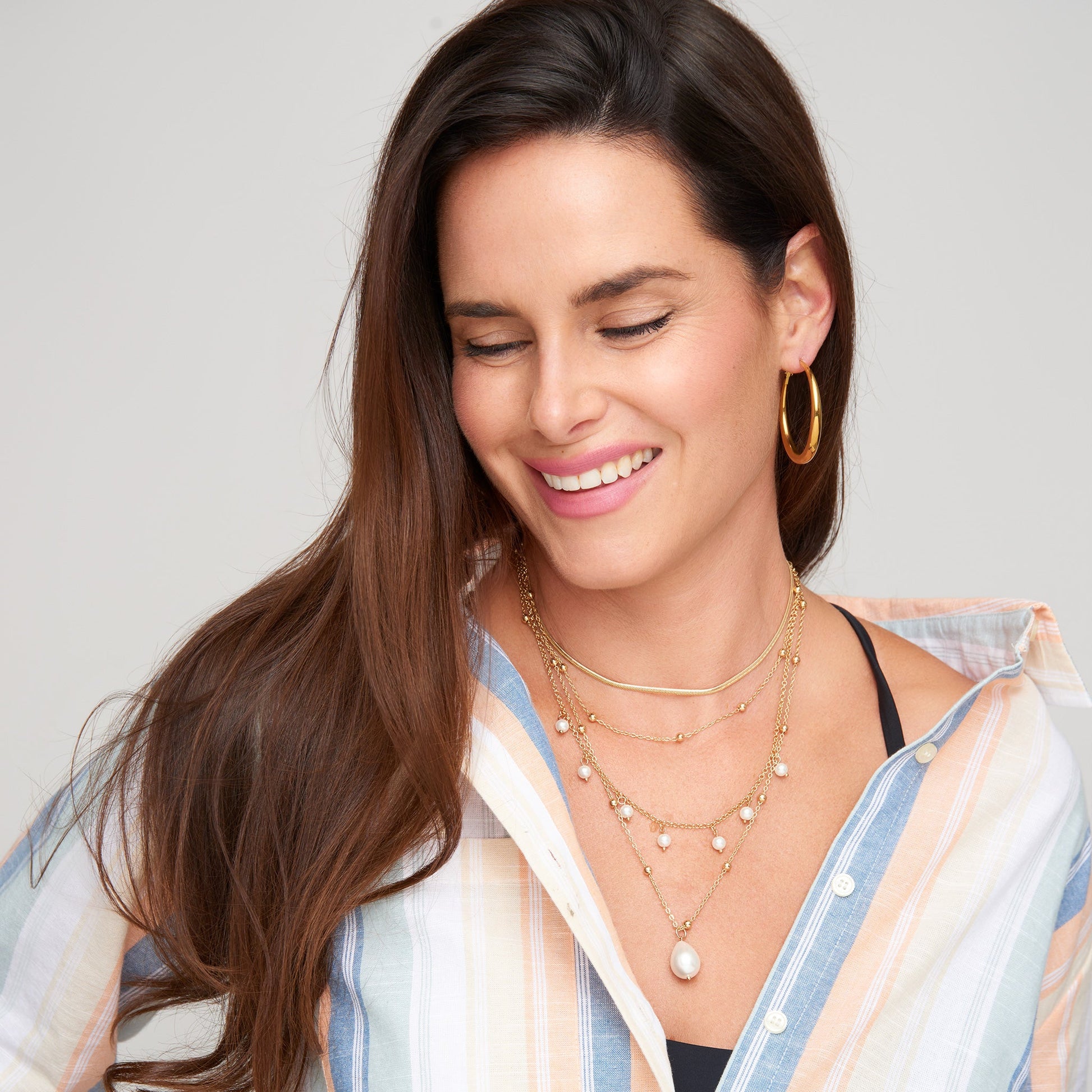 Wren Layered Genuine Pearl Pendant Necklace