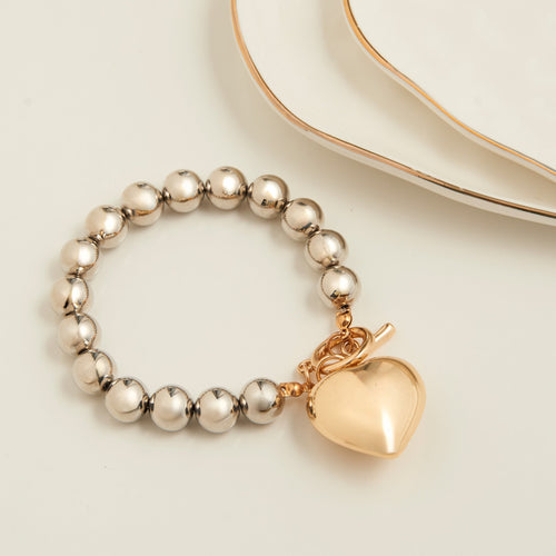 Jacey Heart Charm Toggle Bracelet