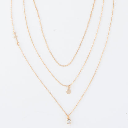 Char Side Cross Layered Necklace