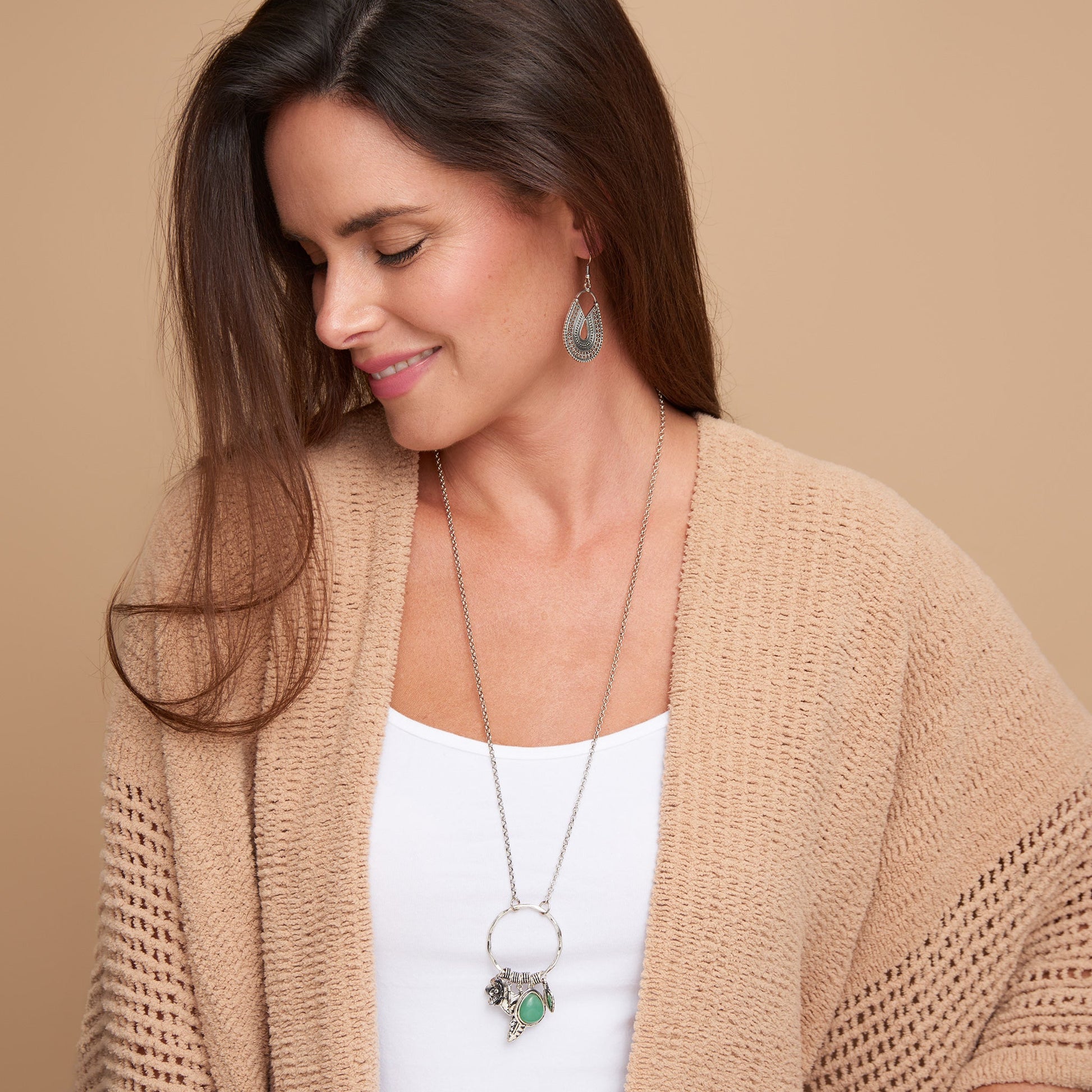 Mirri Genuine Green Aventurine Charm Pendant Necklace