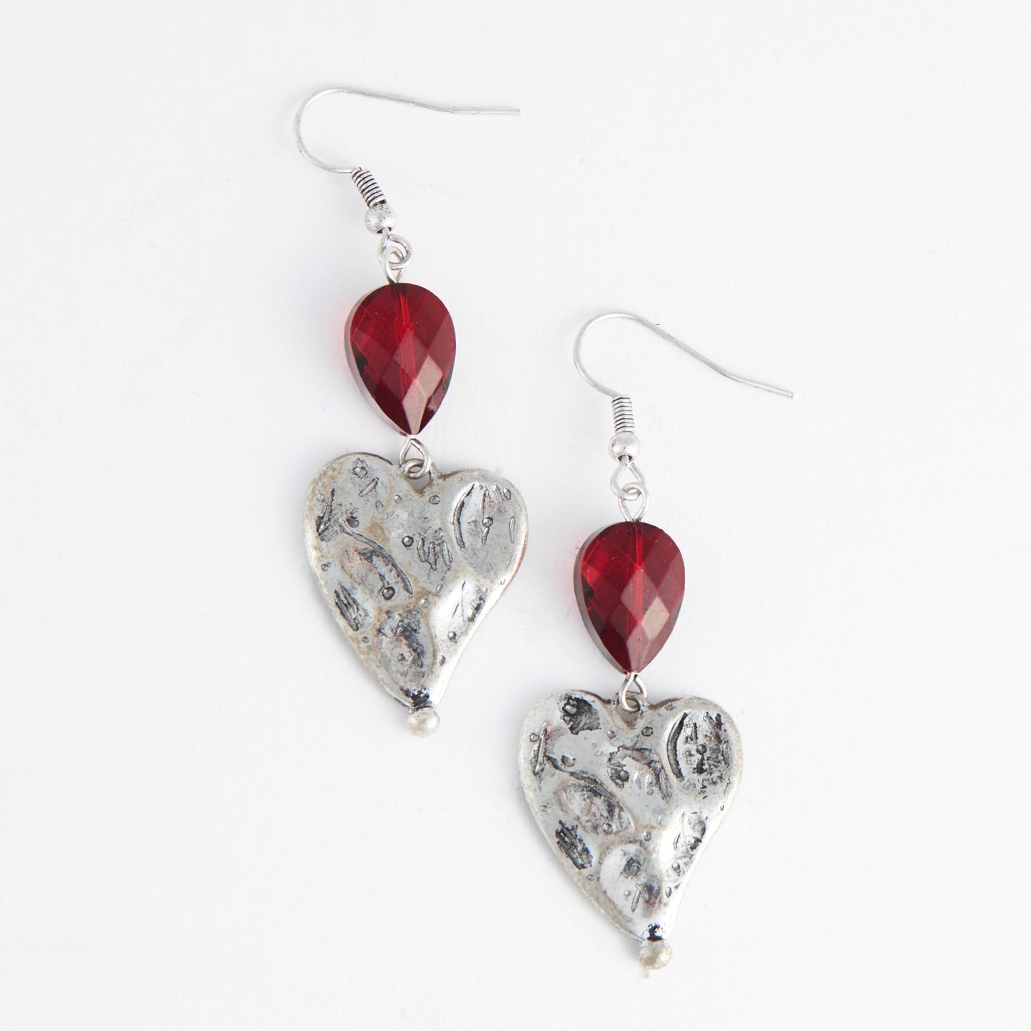 Wild Spirit Hammered Textured Heart Earrings