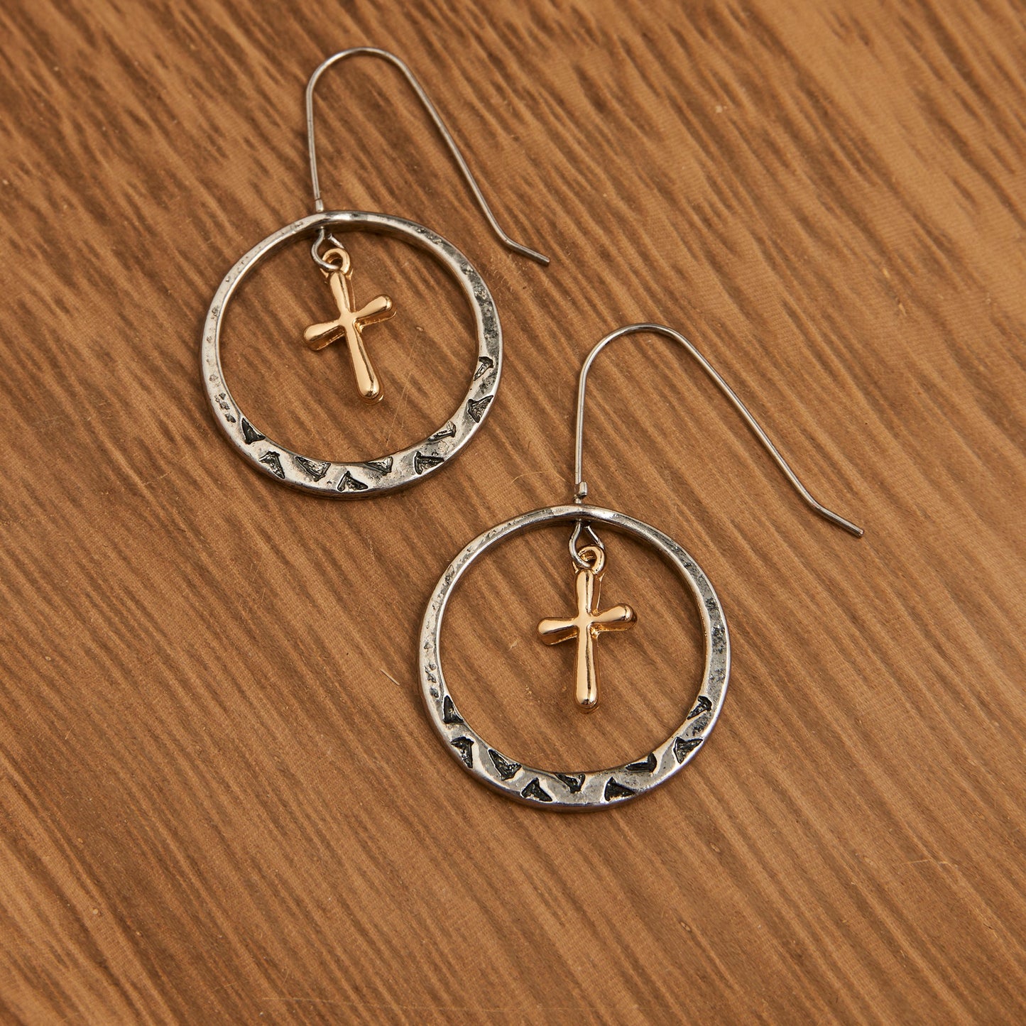 Wild Spirit Cross Charm Drop Earrings