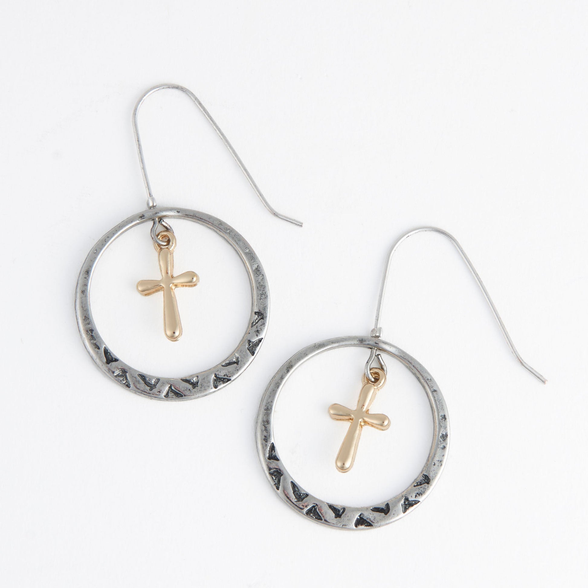 Wild Spirit Cross Charm Drop Earrings