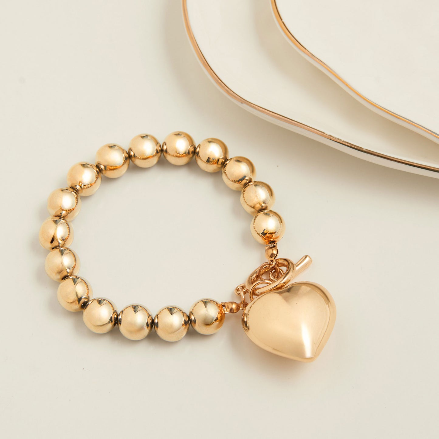 Jacey Heart Charm Toggle Bracelet
