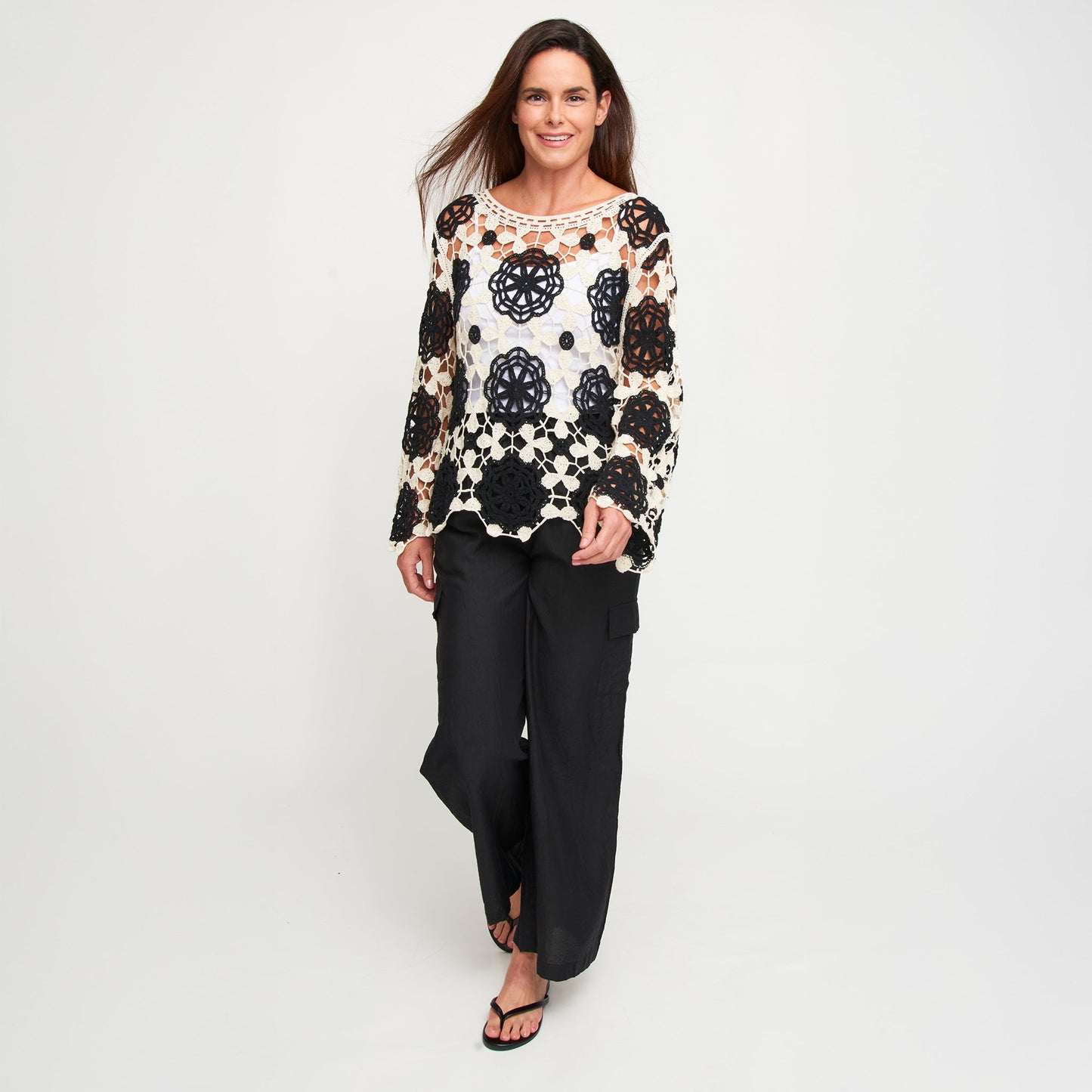 Blair Crochet Floral Open Knit Sweater