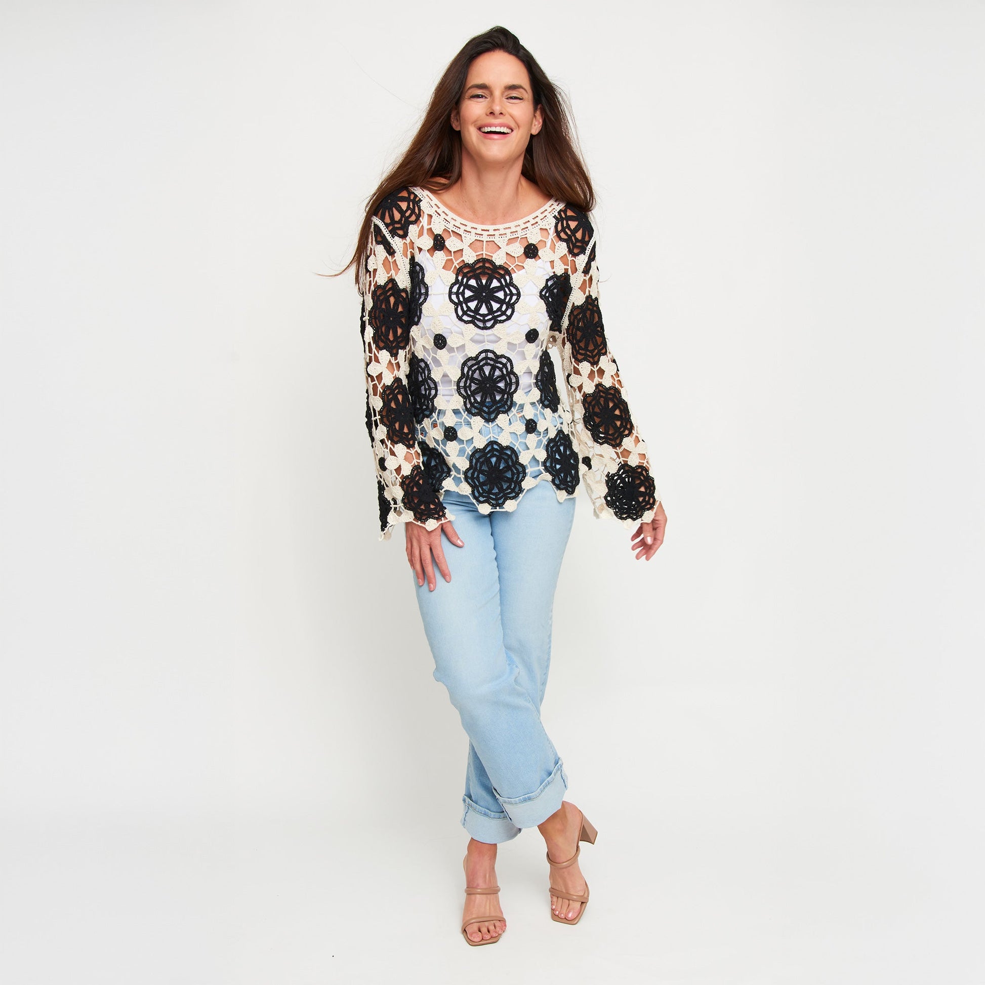 Blair Crochet Floral Open Knit Sweater