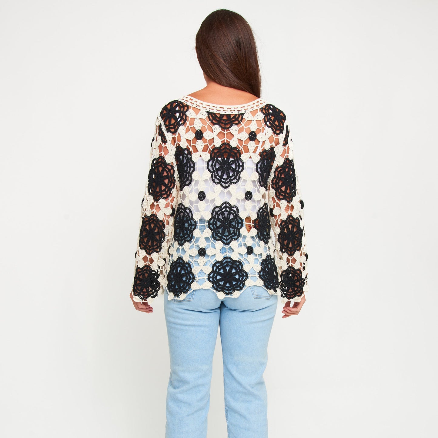 Blair Crochet Floral Open Knit Sweater