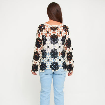 Blair Crochet Floral Open Knit Sweater