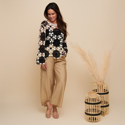 Blair Crochet Floral Open Knit Sweater