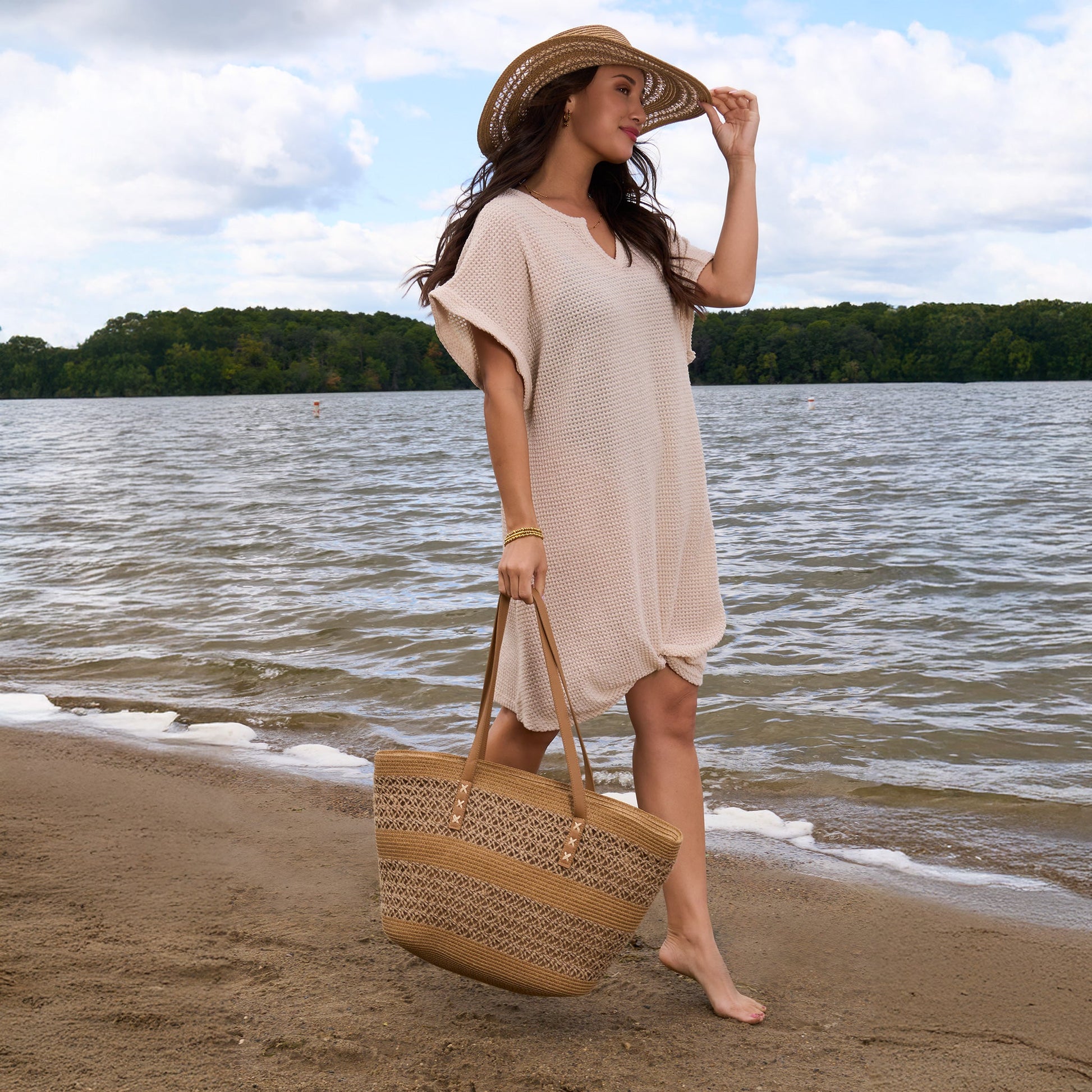 Rue Waffle Knit Cover Up Beach Dress