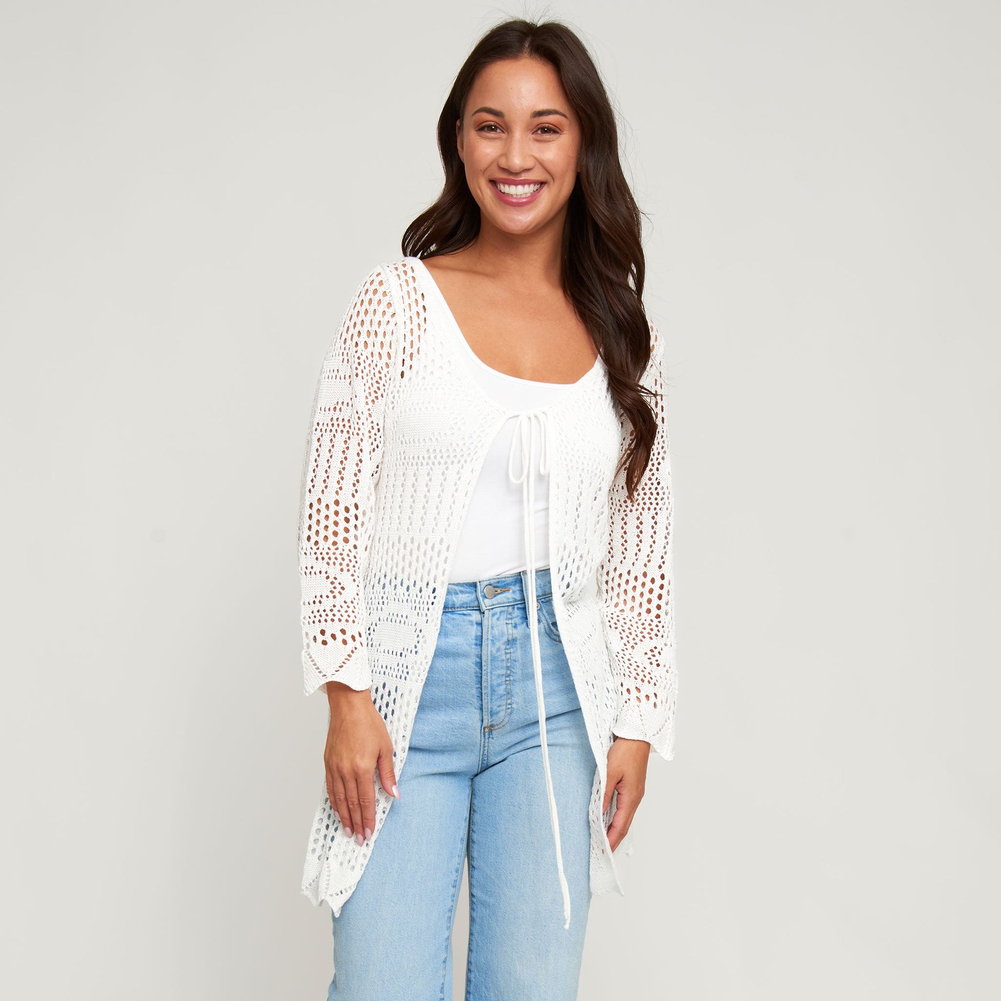 Brie Crochet Front Tie Cardigan