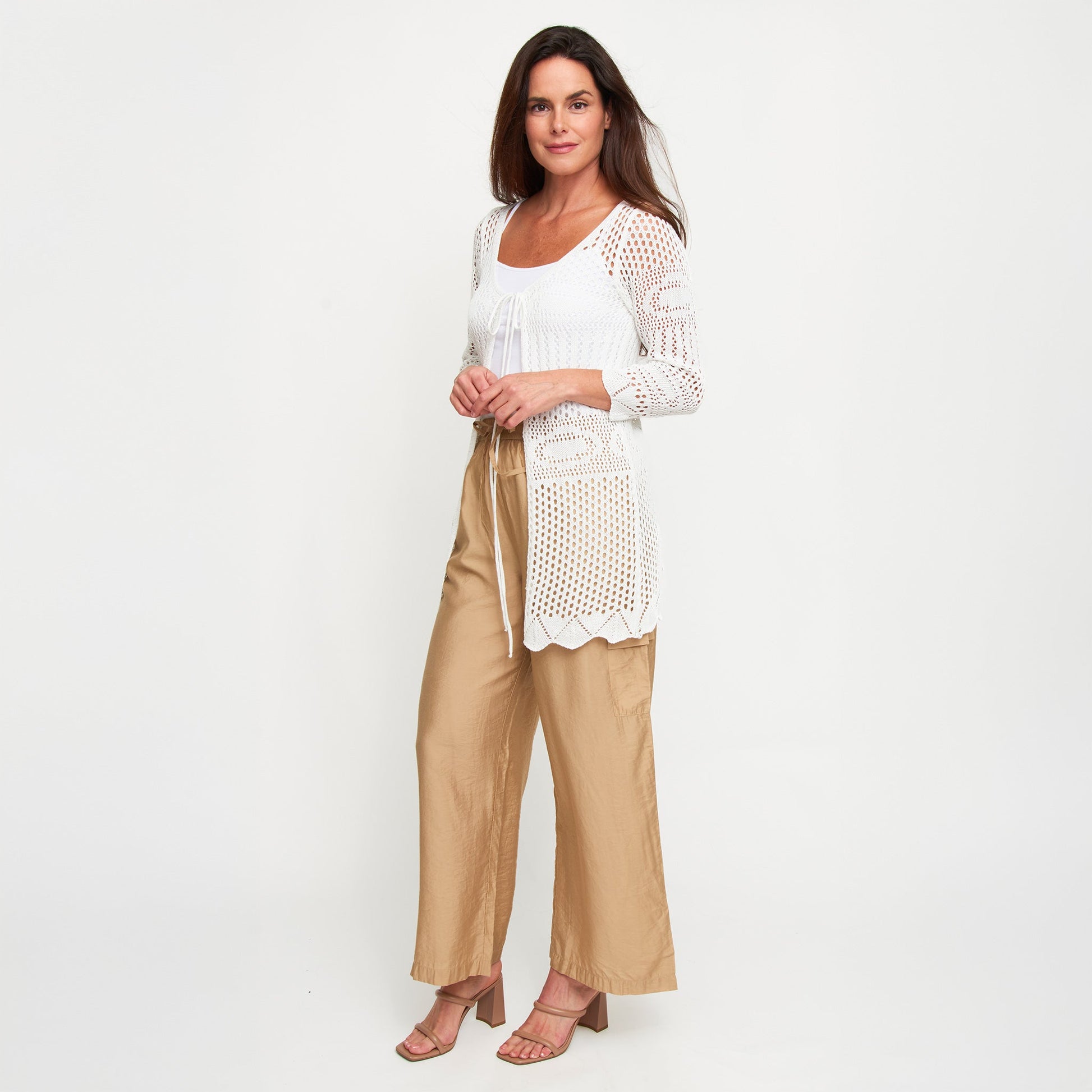 Brie Crochet Front Tie Cardigan