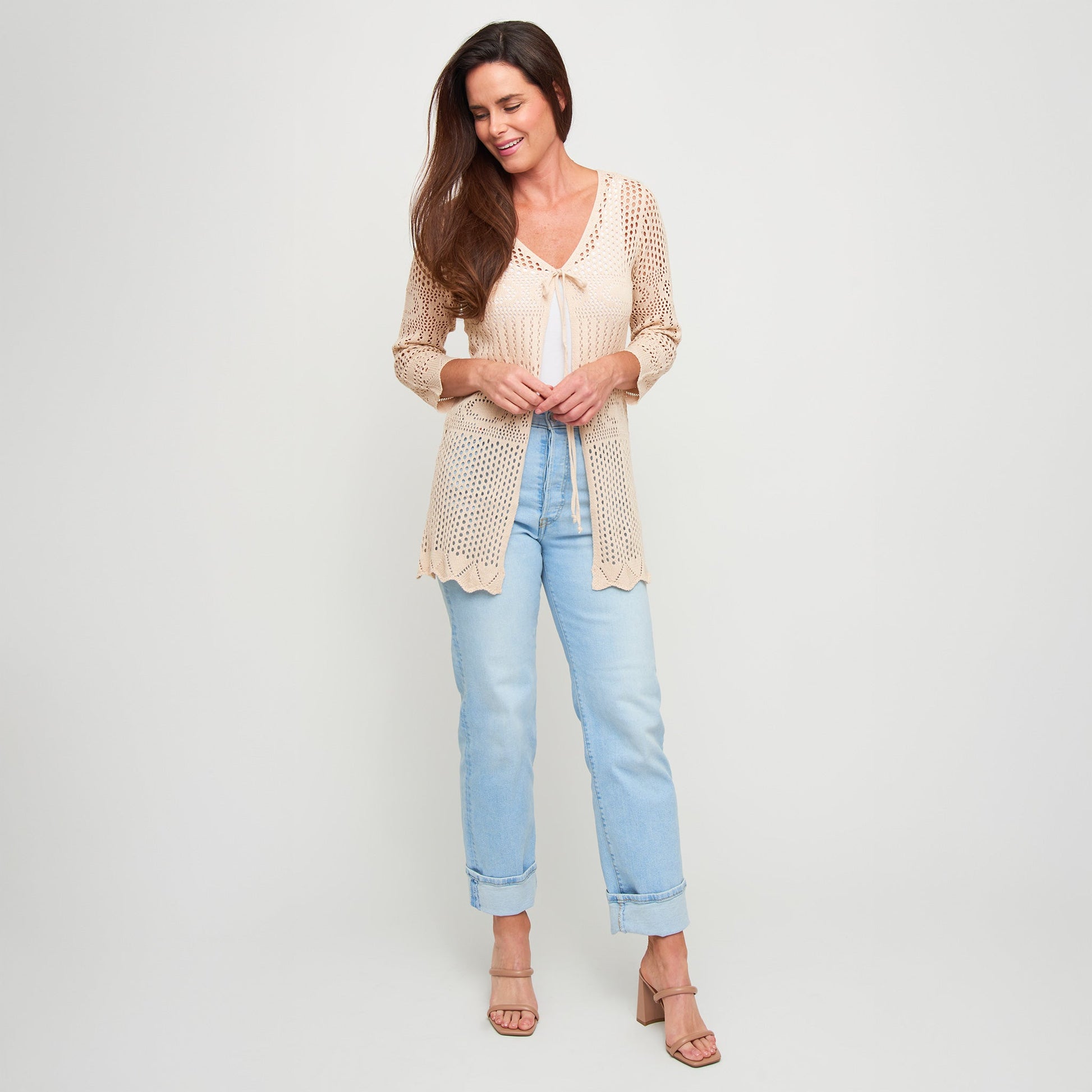 Brie Crochet Front Tie Cardigan