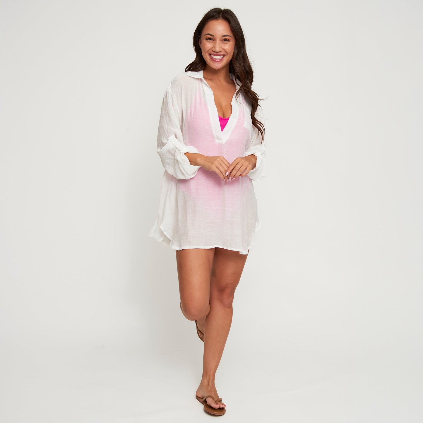 Lila Deep V-Neck Cover Up Shirt
