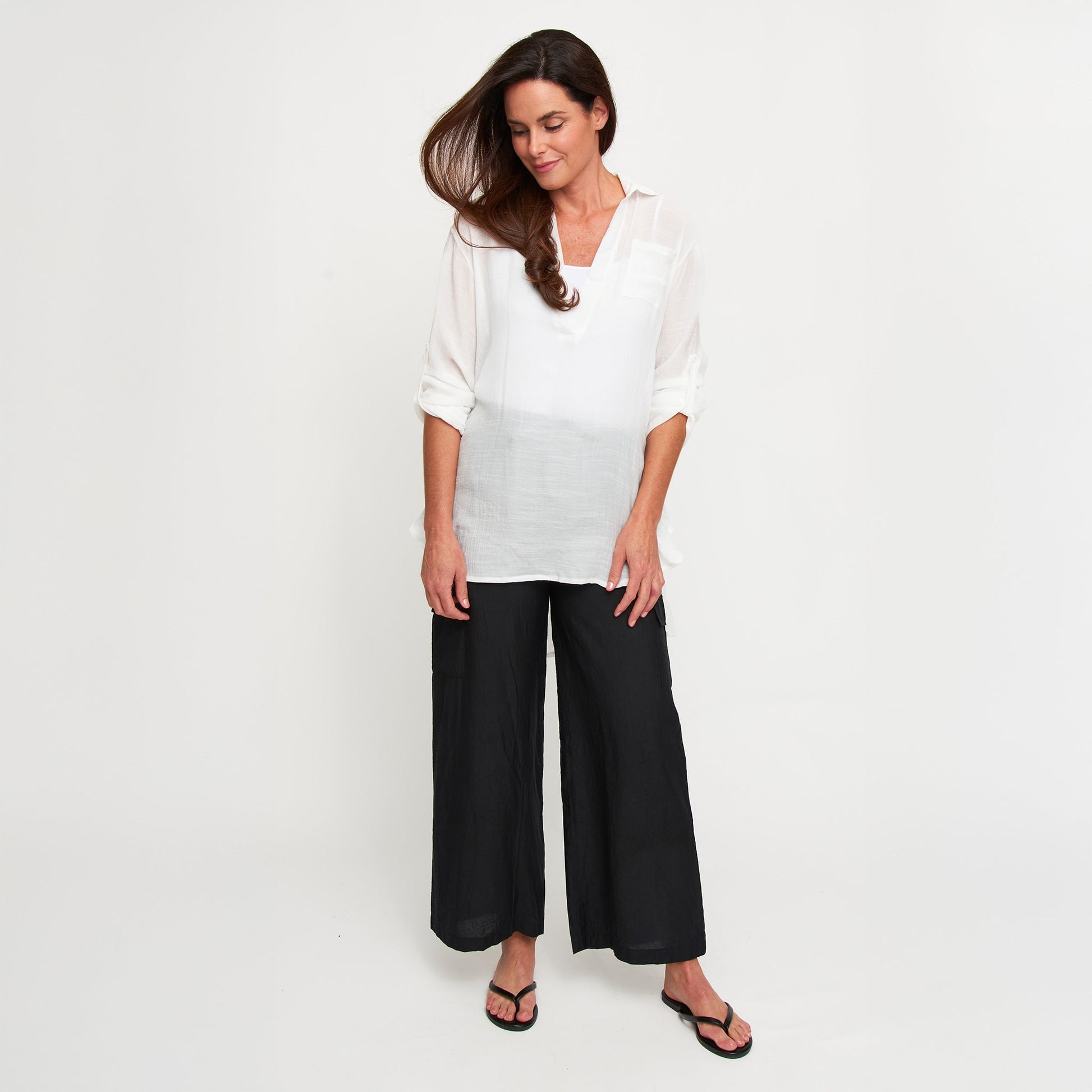Lila Deep V-Neck Cover Up Shirt
