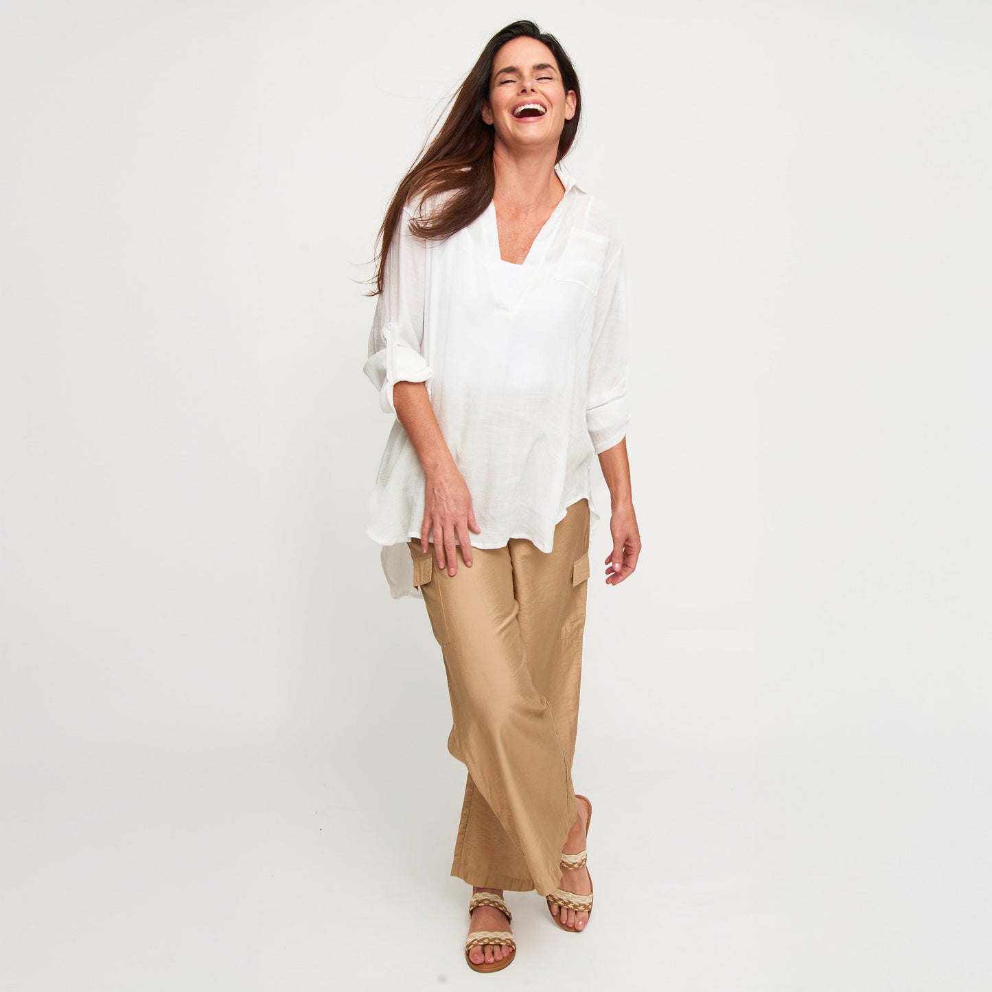 Lila Deep V-Neck Cover Up Shirt