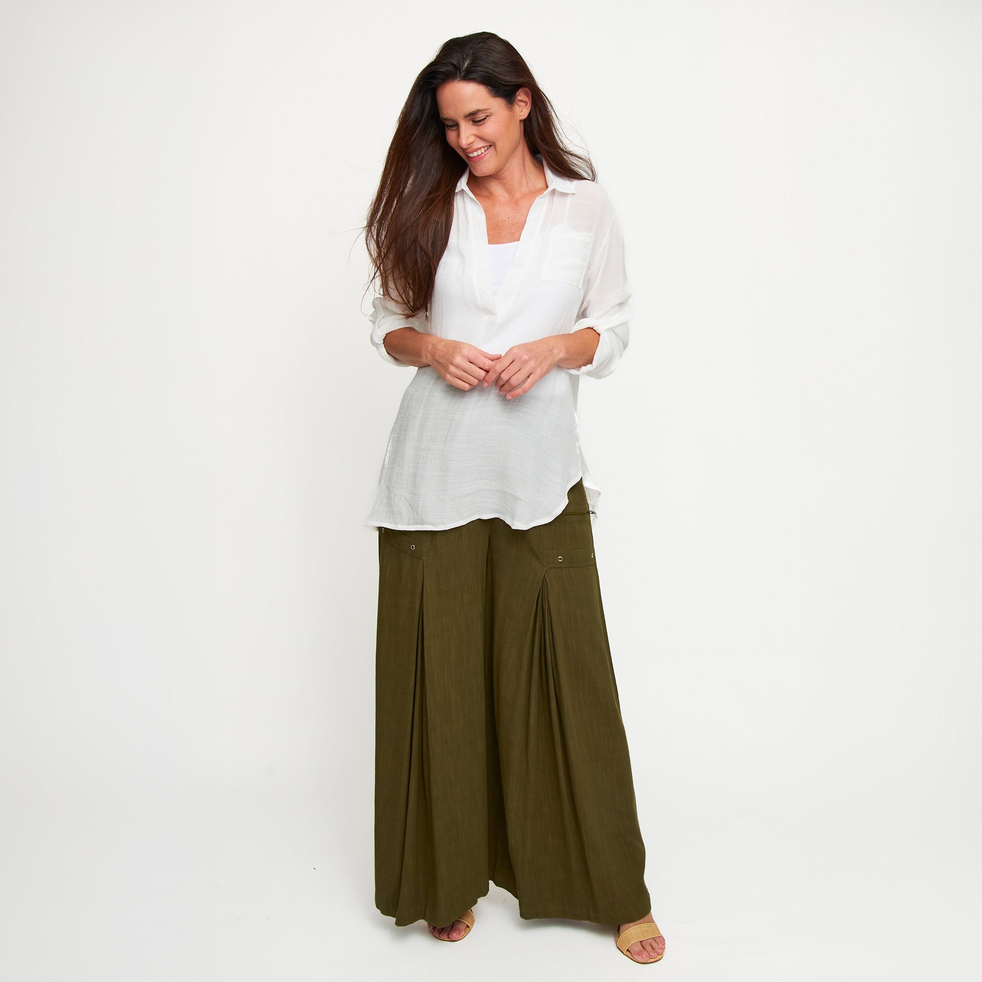 Lila Deep V-Neck Cover Up Shirt