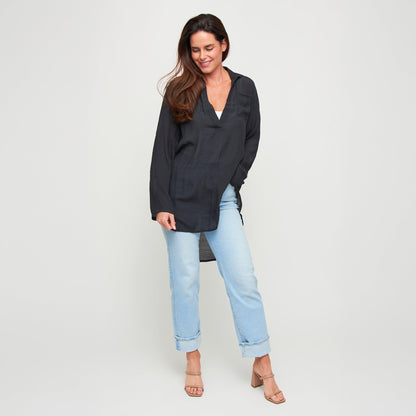 Lila Deep V-Neck Cover Up Shirt
