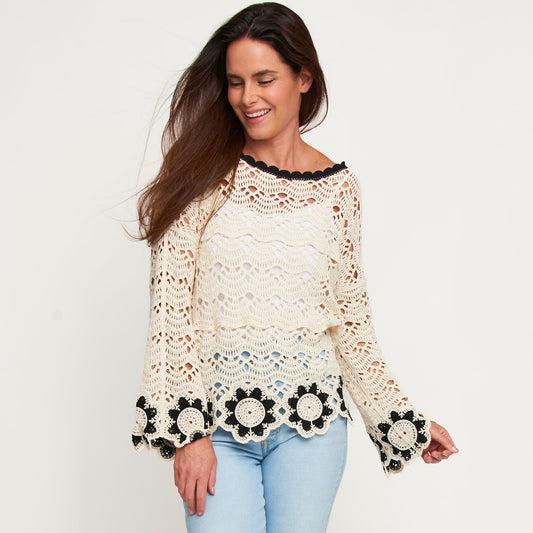Faye Floral Crochet Sweater