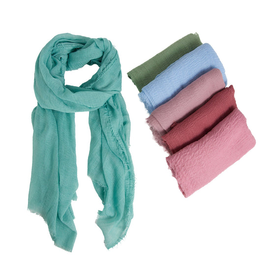 12 Piece Jaymes Lightweight Raw Edge Scarf Assortment