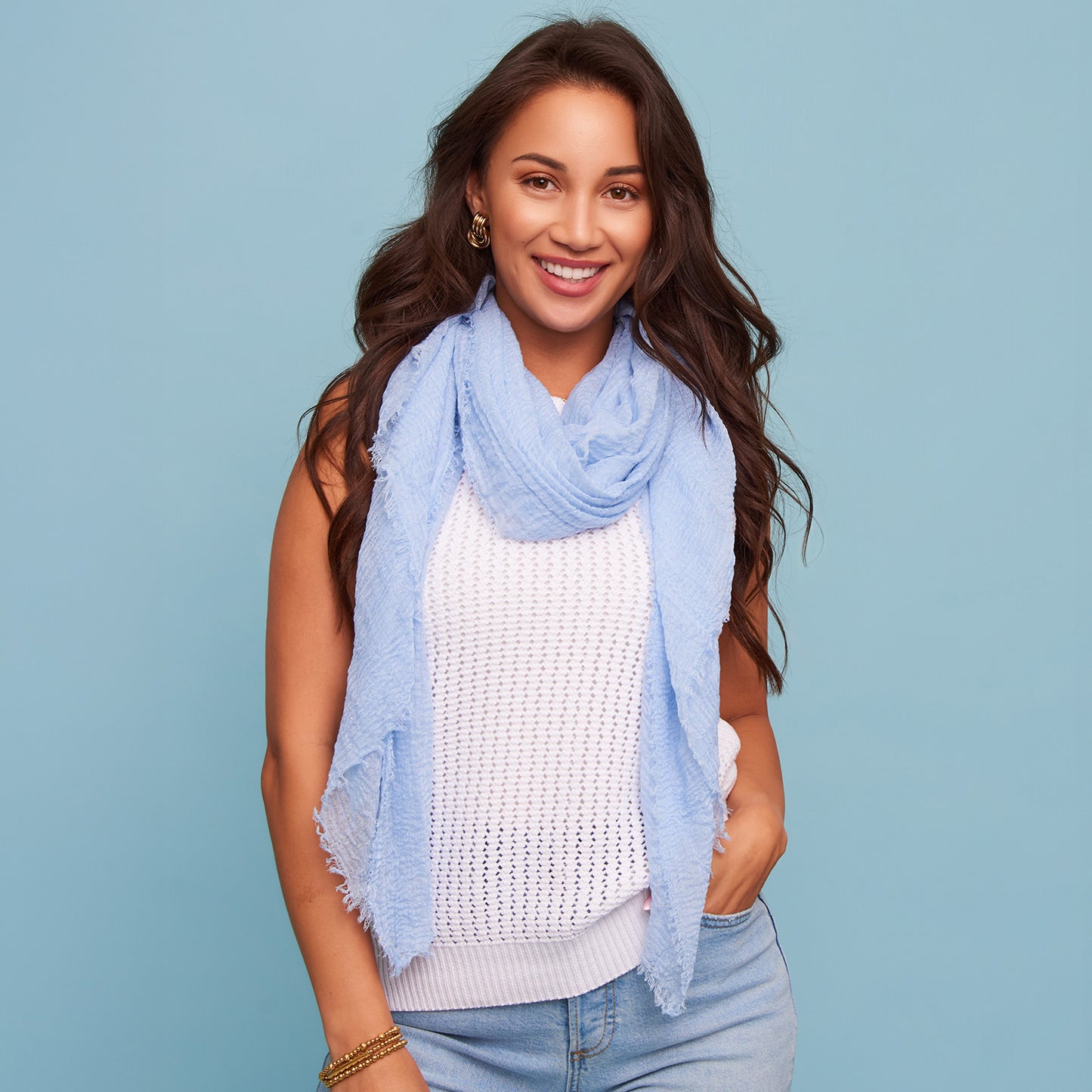 Jaymes Lightweight Raw Edge Scarf