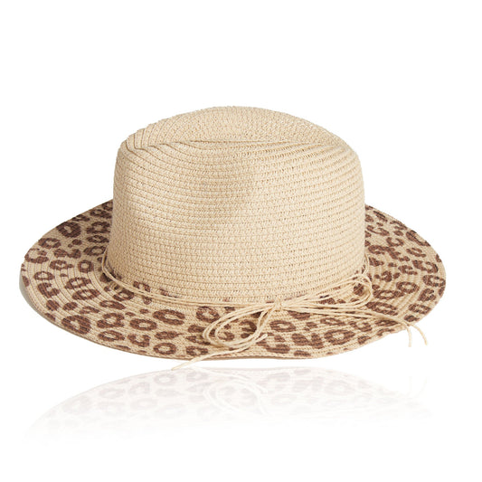 Michela Leopard Print Panama Hat