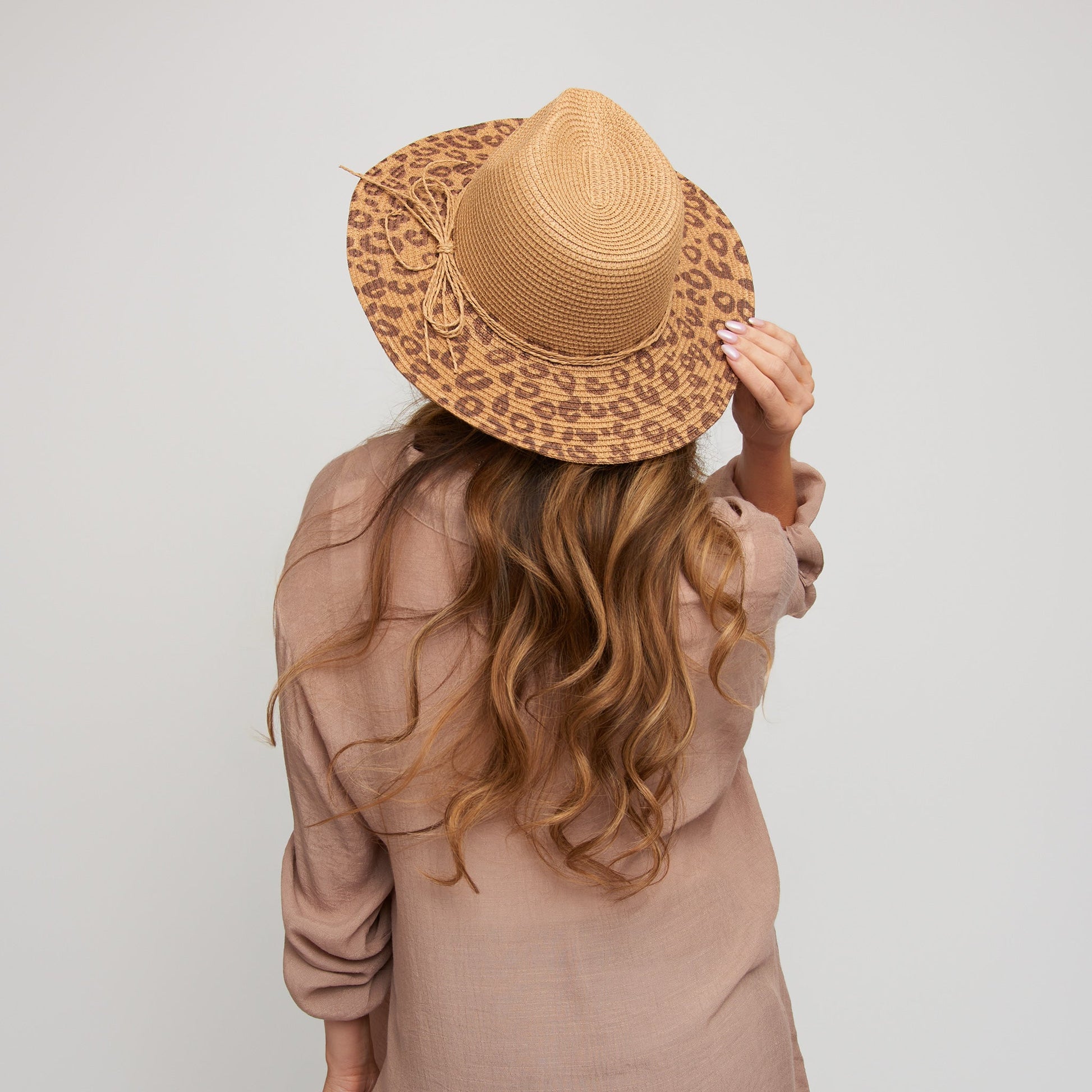 Michela Leopard Print Panama Hat
