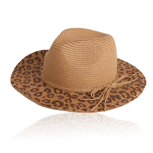 Michela Leopard Print Panama Hat