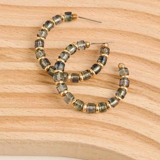 Nia Beaded C-Hoop Earrings