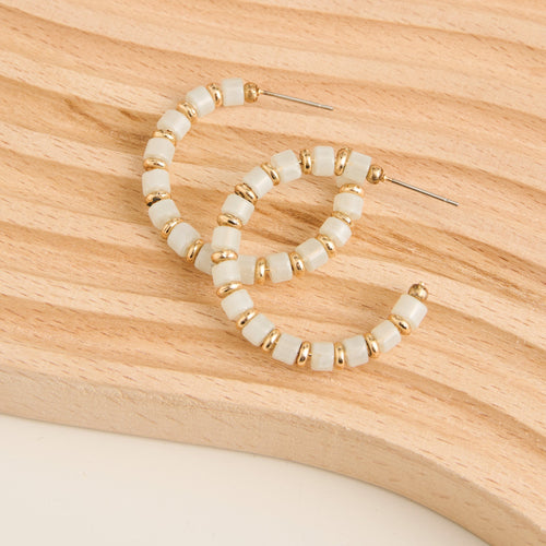 Nia Beaded C-Hoop Earrings