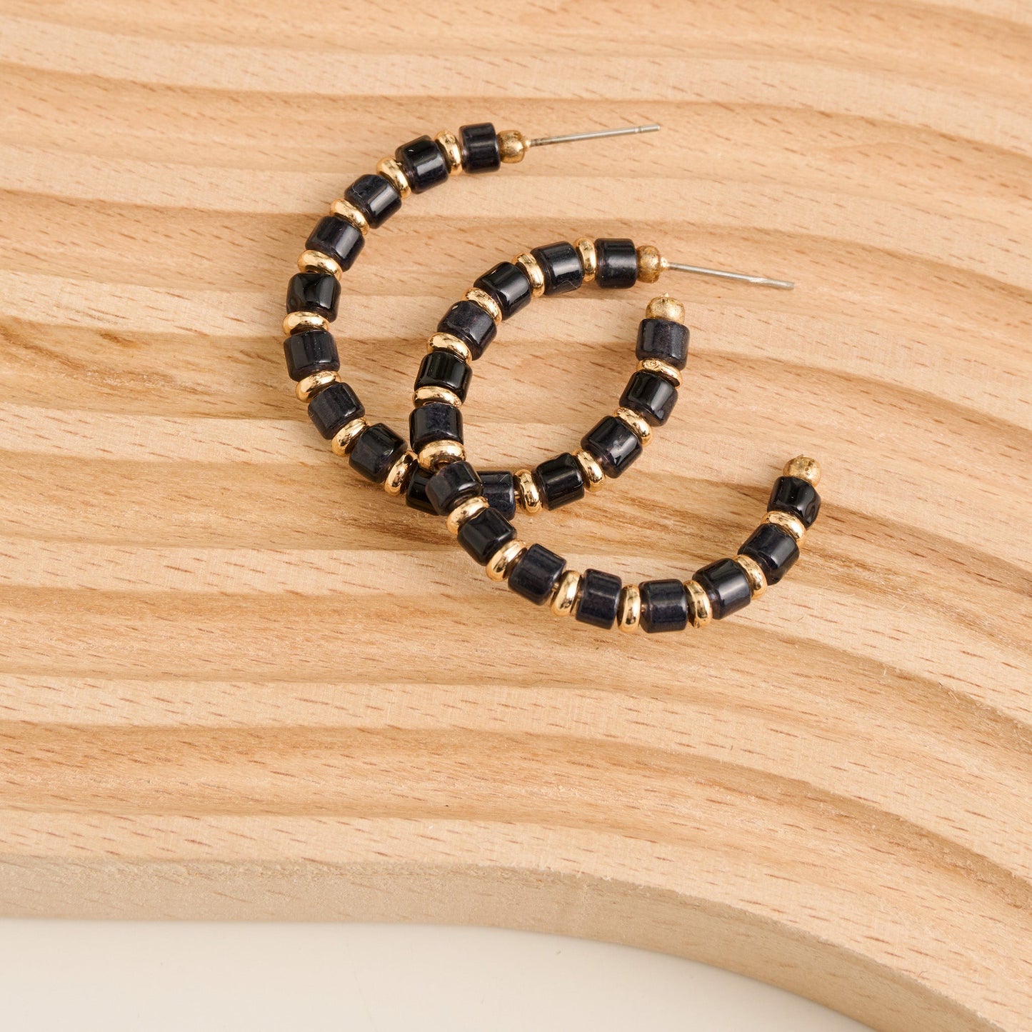 Nia Beaded C-Hoop Earrings