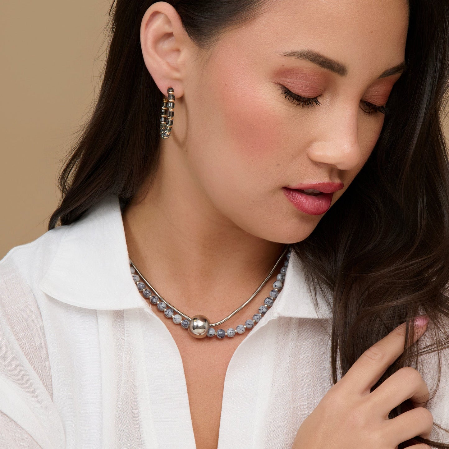 Arri Double Row Beaded Ball Necklace