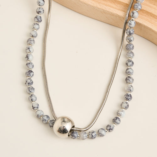 Arri Double Row Beaded Ball Necklace