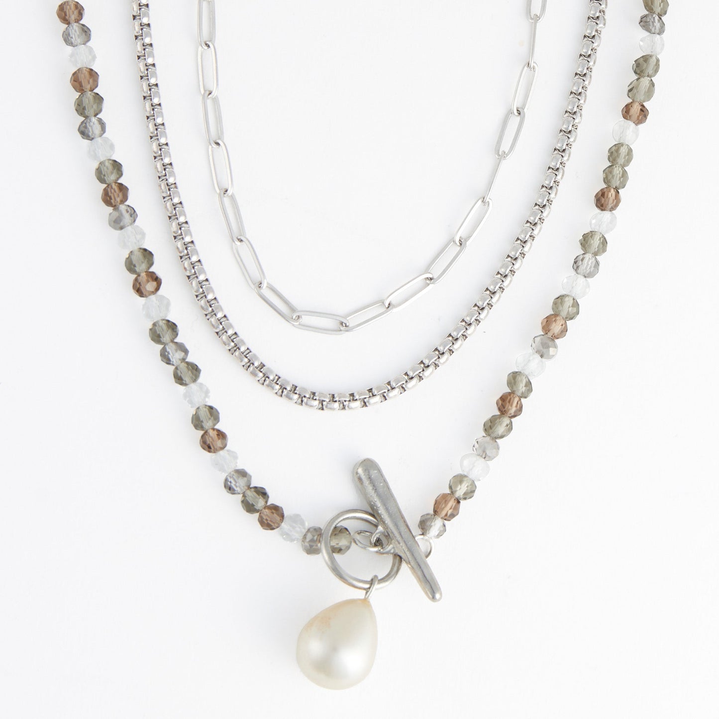 Nessa Multi Row Pearl Pendant Necklace