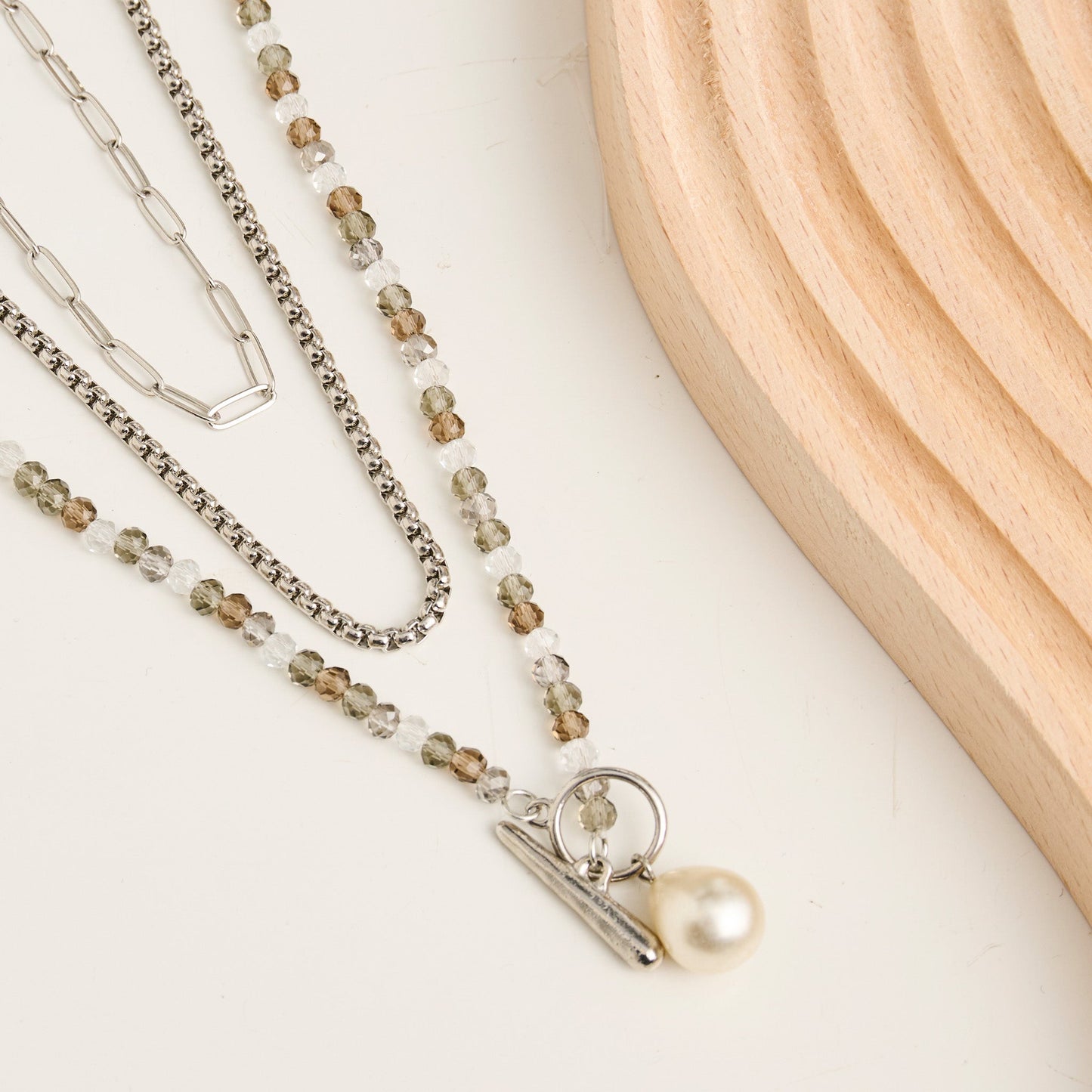 Nessa Multi Row Pearl Pendant Necklace