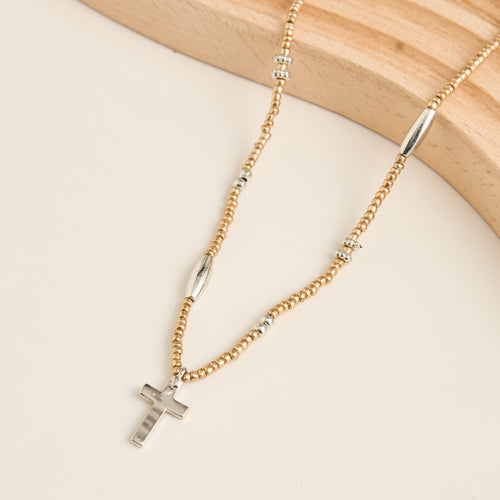 Amber Dainty Cross Pendant Necklace