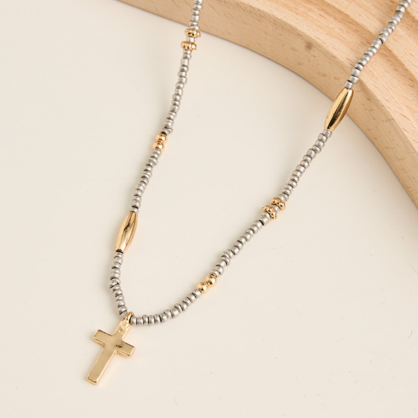 Amber Dainty Cross Pendant Necklace