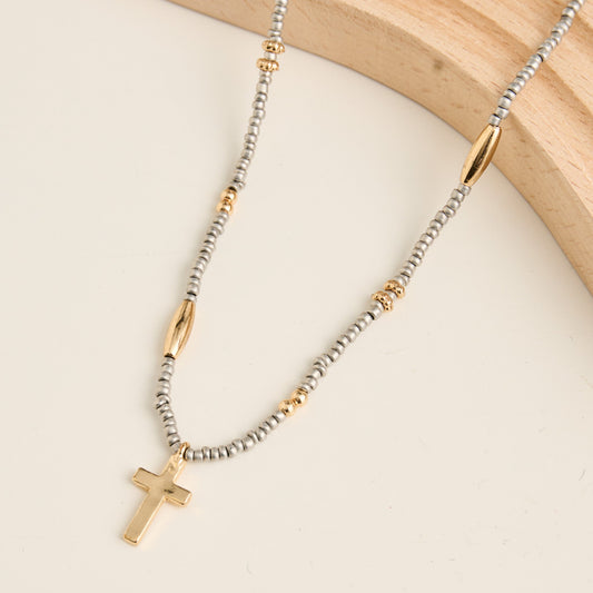 Amber Dainty Cross Pendant Necklace
