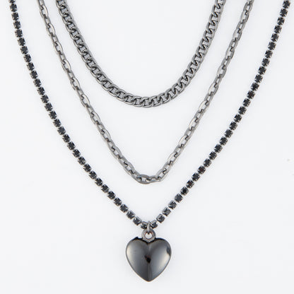 Avi Multi Row Heart Pendant Necklace