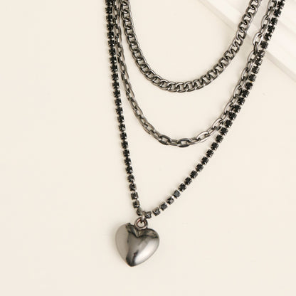 Avi Multi Row Heart Pendant Necklace