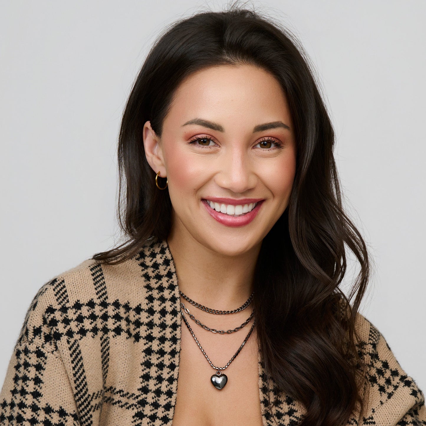 Avi Multi Row Heart Pendant Necklace