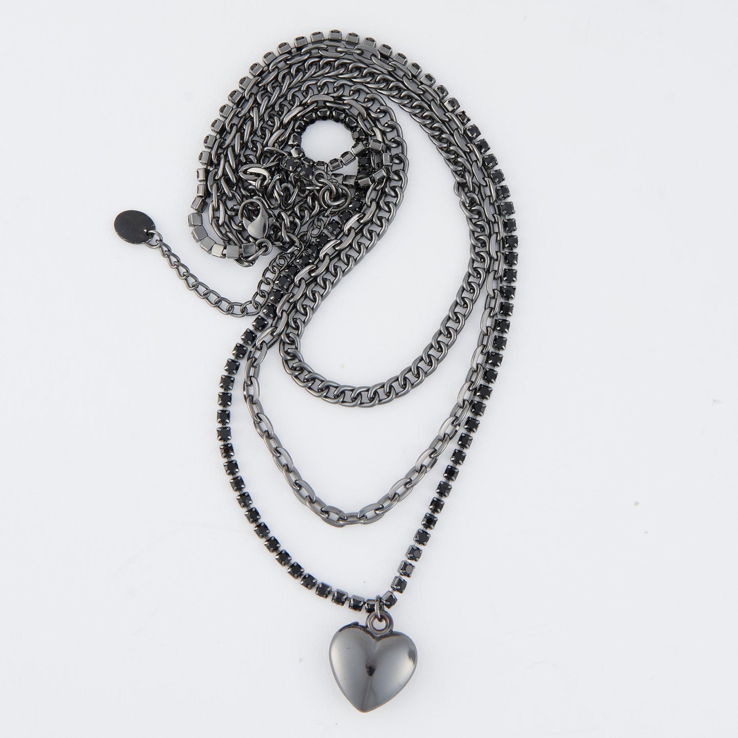 Avi Multi Row Heart Pendant Necklace