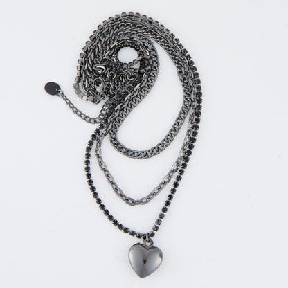 Avi Multi Row Heart Pendant Necklace