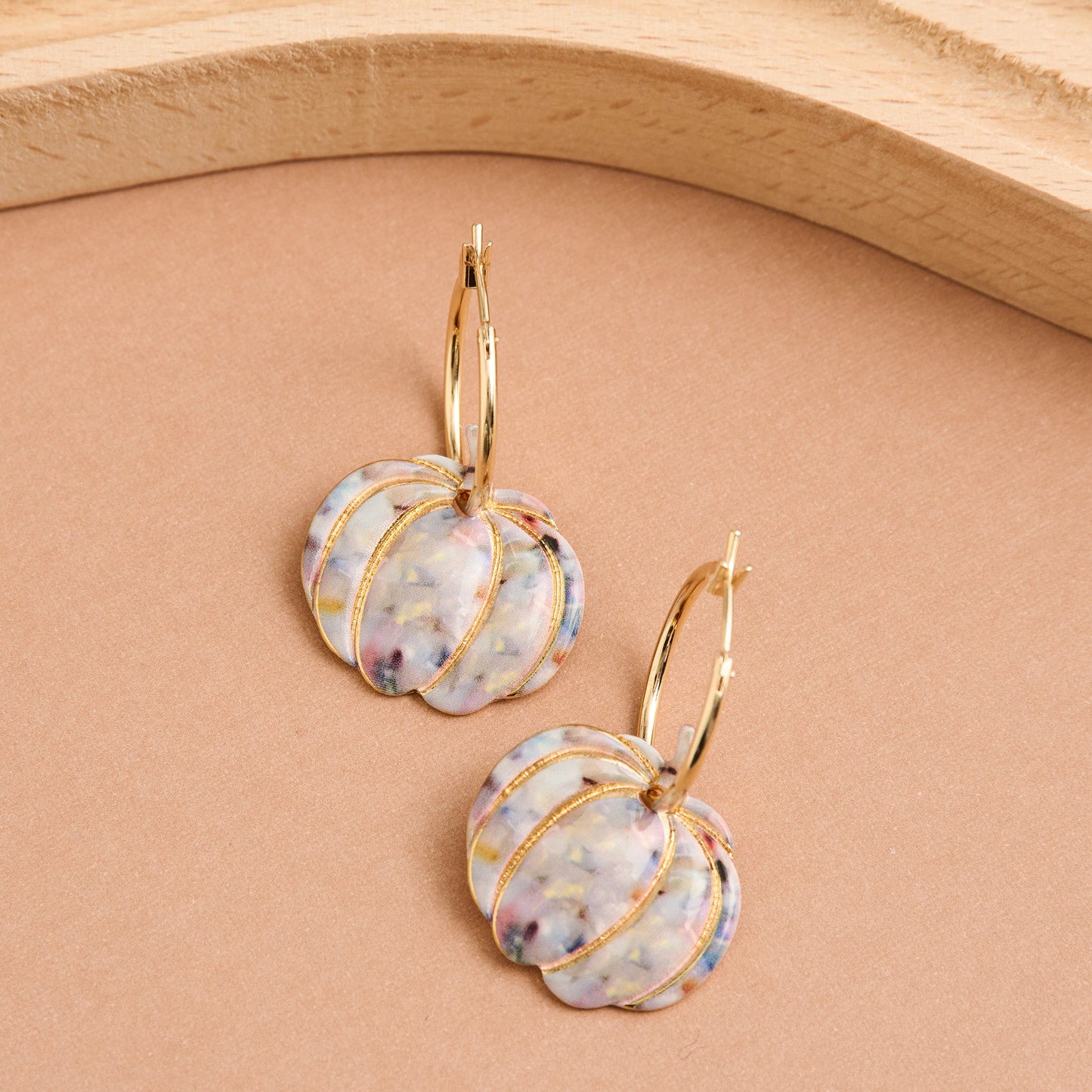 Floral Pumpkin Hoop Earrings