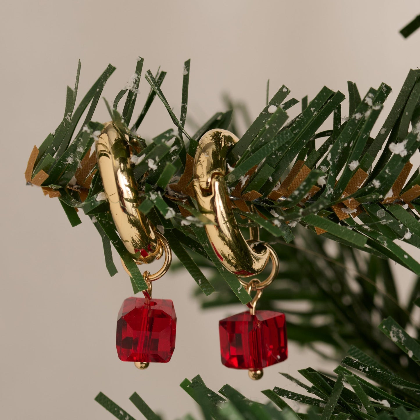 Holiday Gem Drop Hoop Earrings