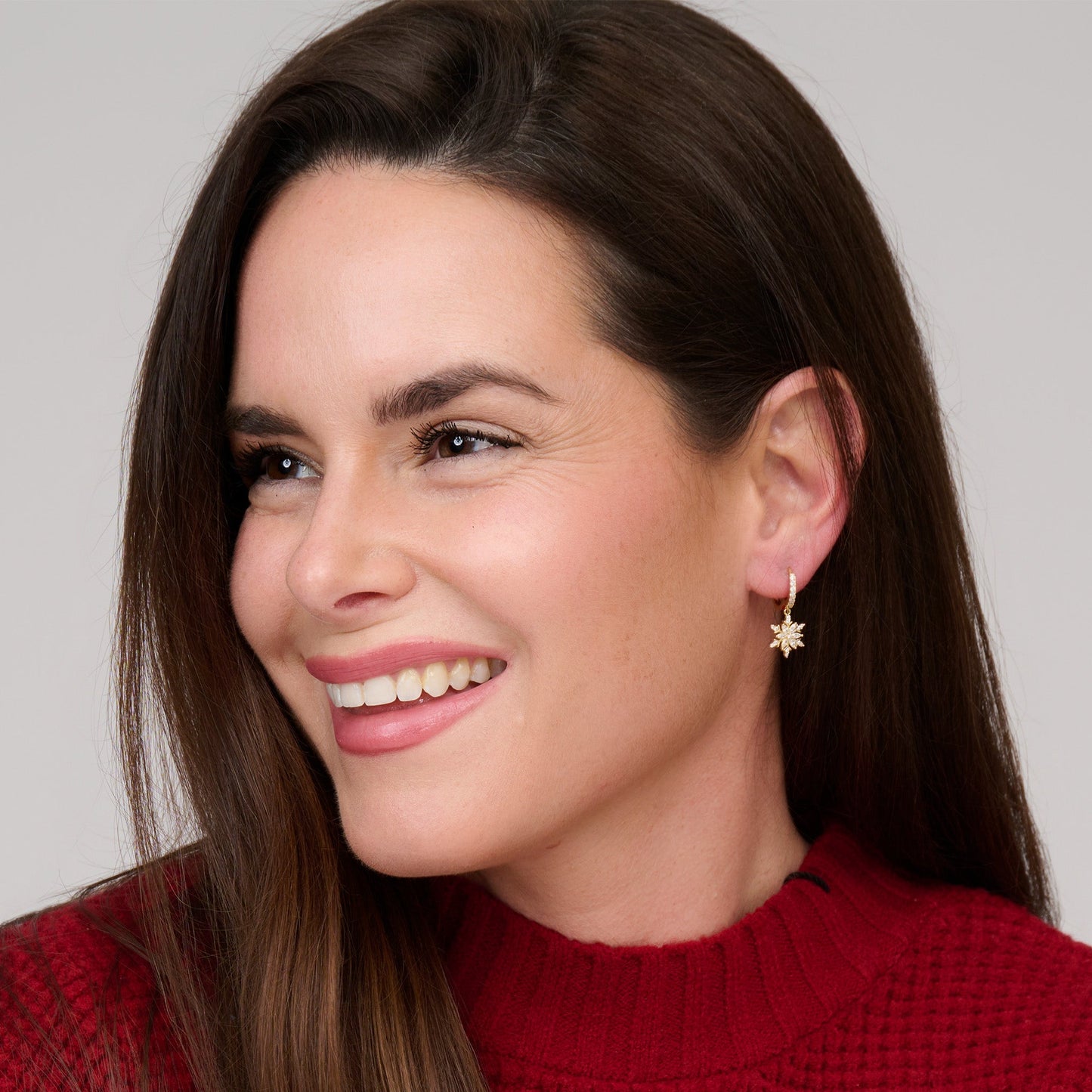 Holiday Snowflake Huggie Hoop Earrings